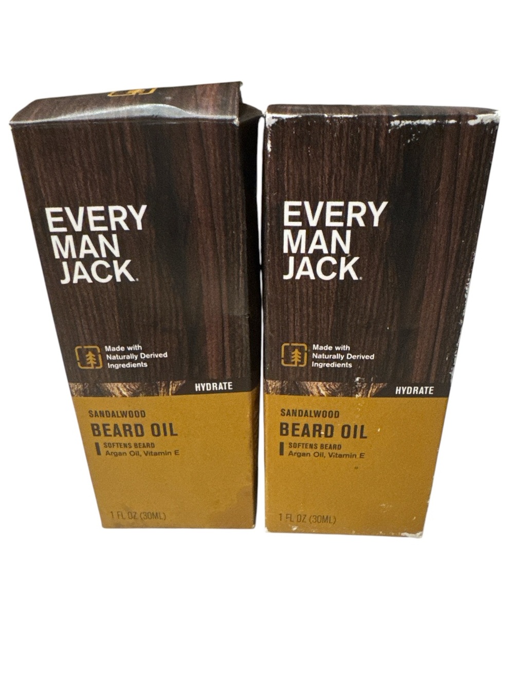 2 New Boxes Every Man Jack Sandalwood Beard Oil - Brown & Mustard